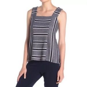Vince Camuto Navy Striped Tank Top Sweater Medium